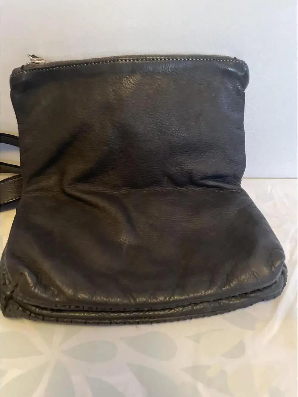 Vive La Difference Italy Black Leather Perforated Crossbody Bag Quiet Luxury